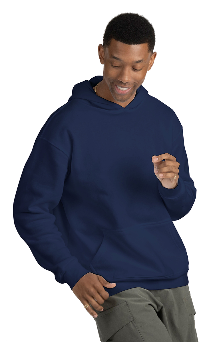 ADULT FLEECE PULL OVER HOODIE NAVY 2 EXTRA LARGE SOLID