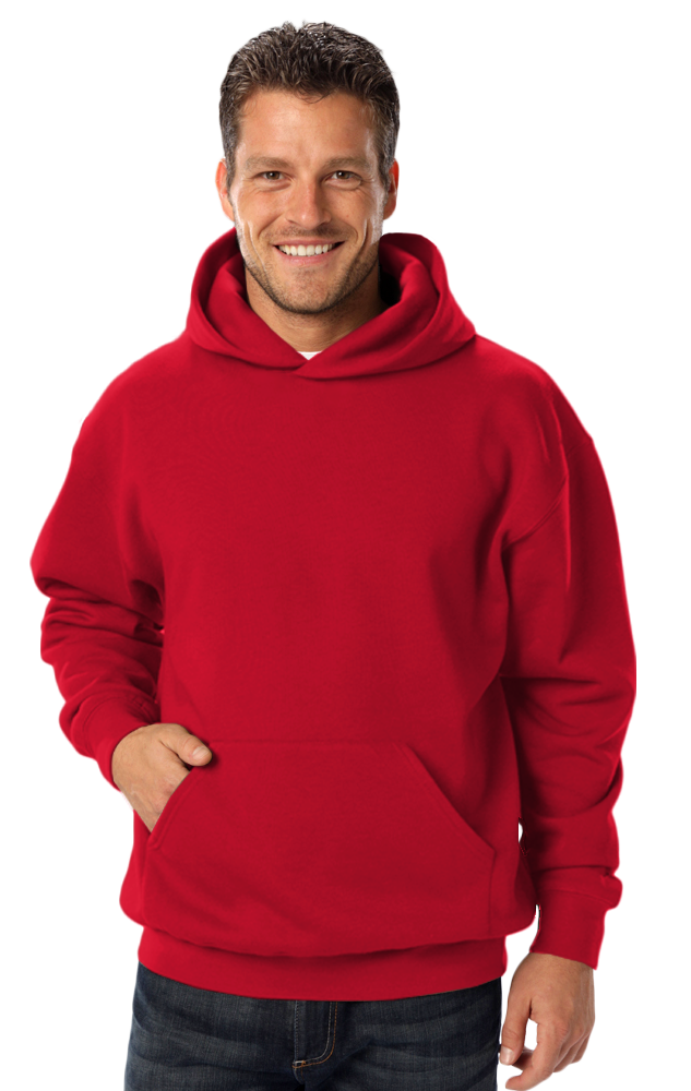 ADULT FLEECE PULL OVER HOODIE RED 2 EXTRA LARGE SOLID