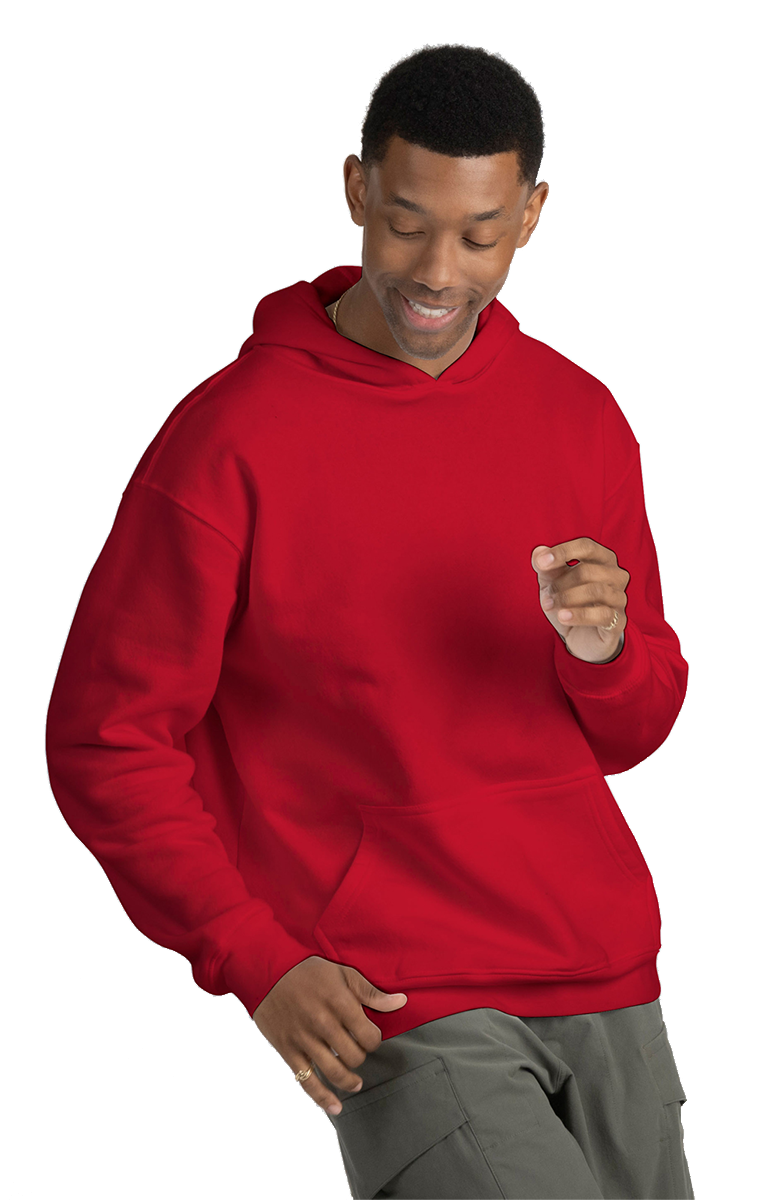 ADULT FLEECE PULL OVER HOODIE RED 2 EXTRA LARGE SOLID