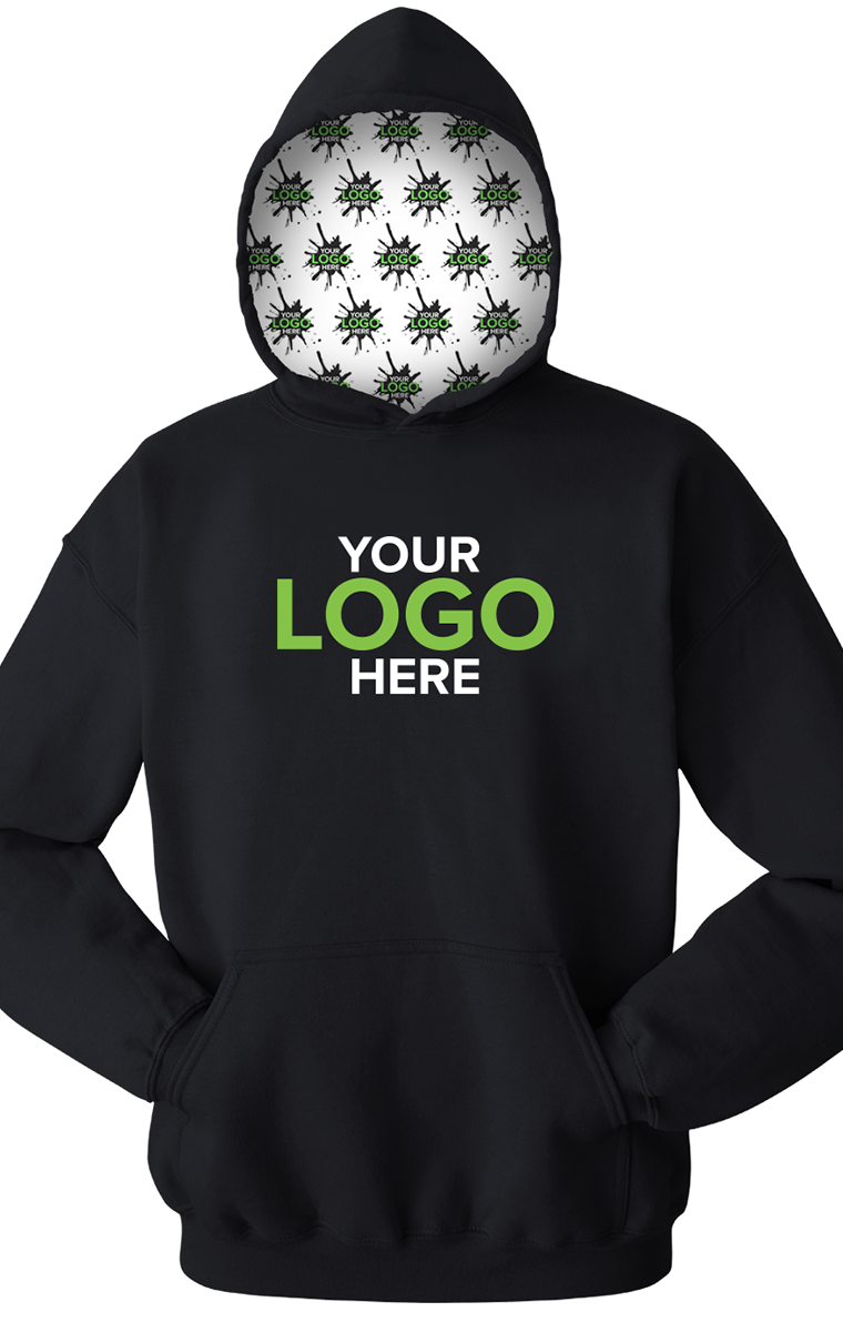 YOUR LOGO HERE ADULT FLEECE PULL OVER HOODIE BLACK SMALL SOLID