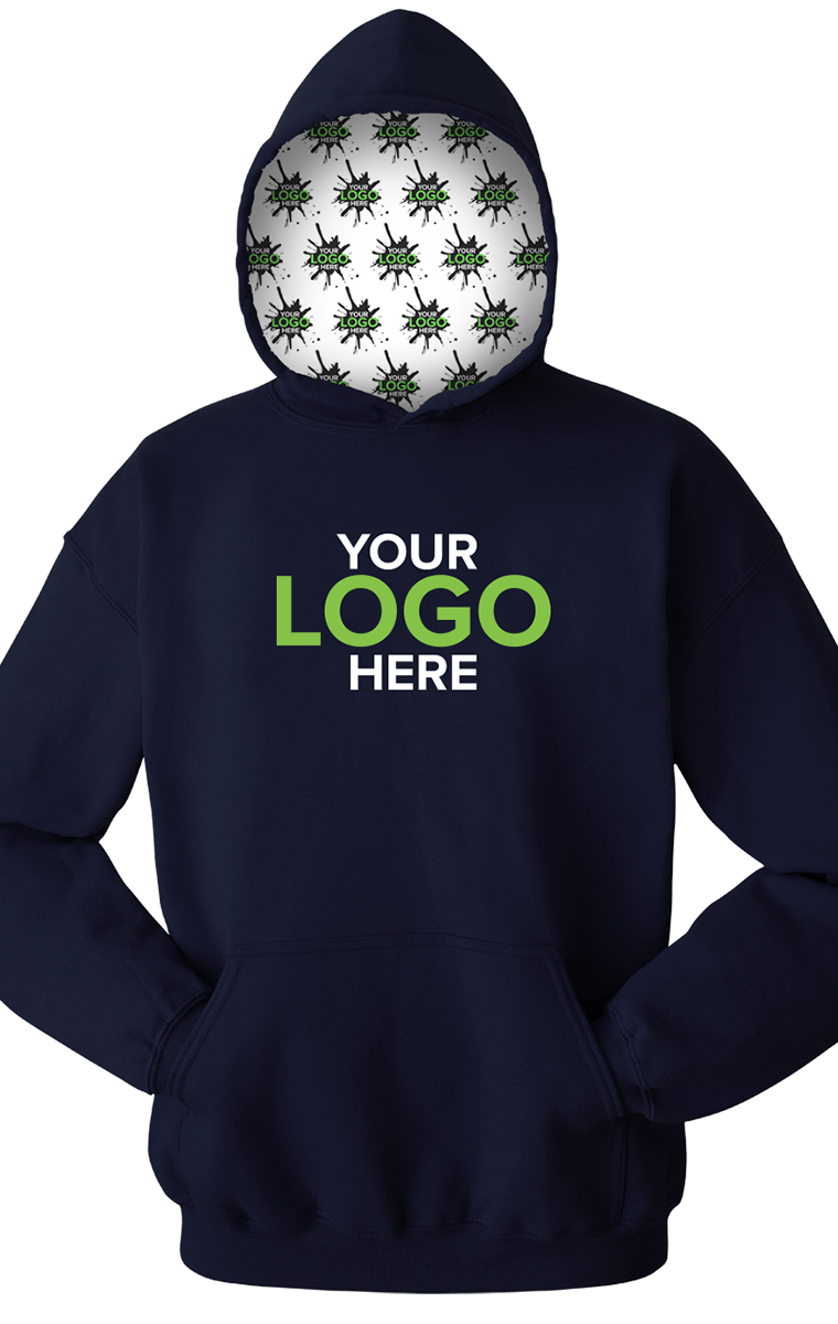 YOUR LOGO HERE ADULT FLEECE PULL OVER HOODIE NAVY SMALL SOLID