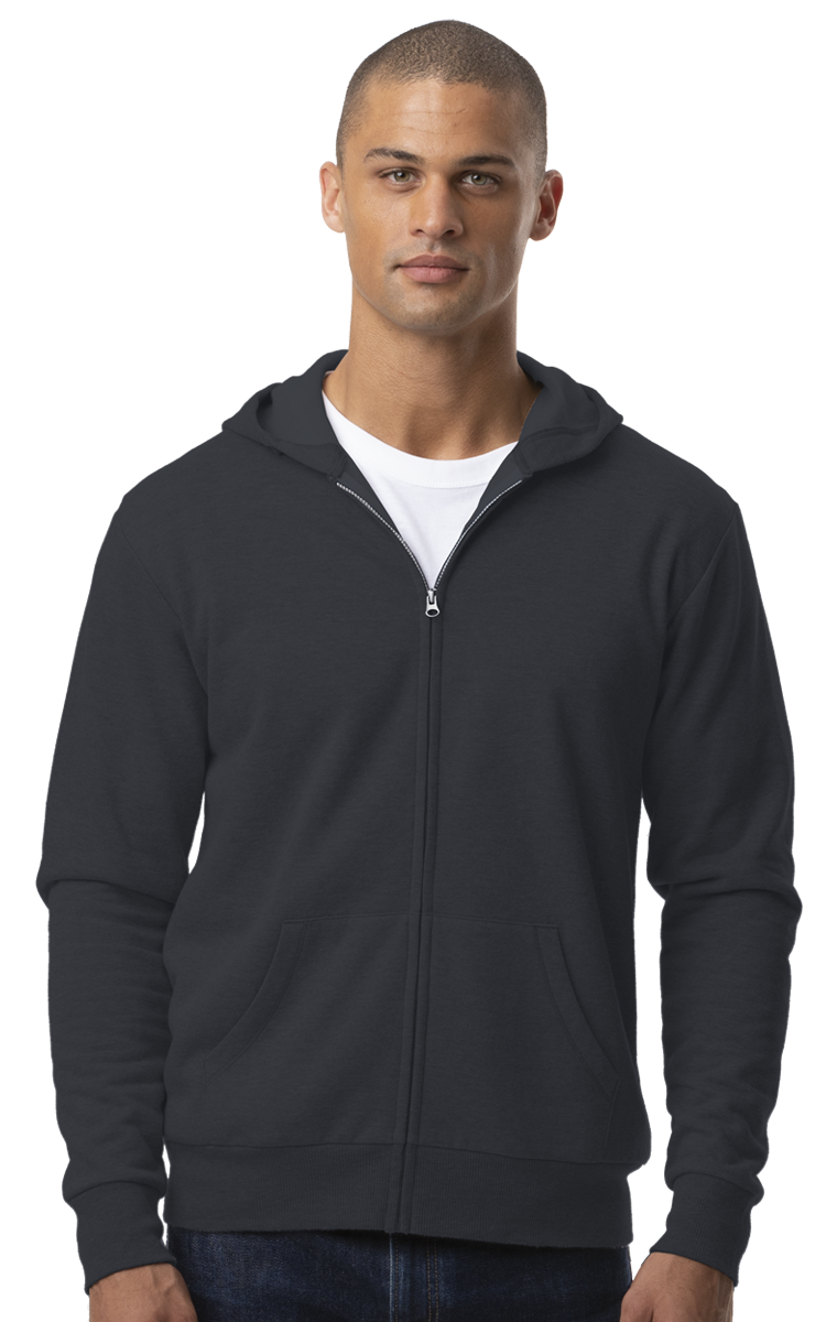 ADULT FLEECE ZIP FRONT HOODIE CARBON 2 EXTRA LARGE SOLID