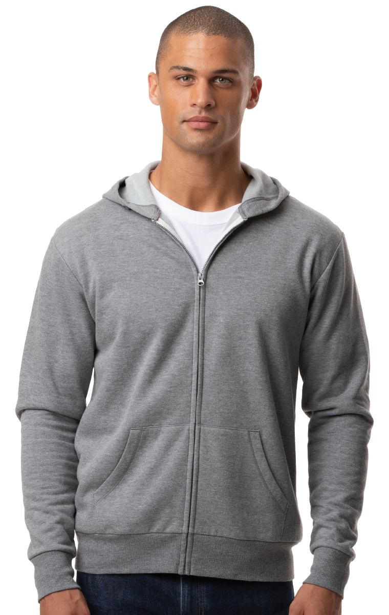 ADULT FLEECE ZIP FRONT HOODIE DARK HEATHER GREY EXTRA LARGE SOLID