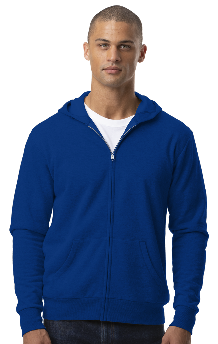 ADULT FLEECE ZIP FRONT HOODIE ROYAL 2 EXTRA LARGE SOLID