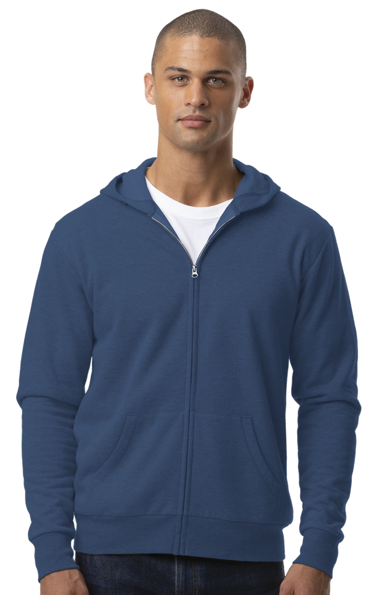 ADULT FLEECE ZIP FRONT HOODIE SLATE 2 EXTRA LARGE SOLID