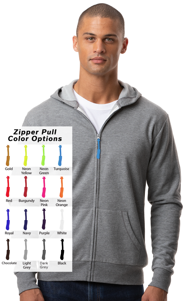 CUSTOM ZIPPER PULL ESSEX ZIP FRONT HOODIE DARK HEATHER GREY 2 EXTRA LARGE SOLID