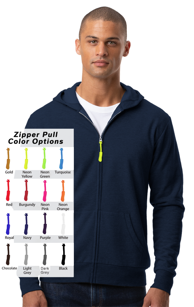 CUSTOM ZIPPER PULL ESSEX ZIP FRONT HOODIE NAVY 2 EXTRA LARGE SOLID