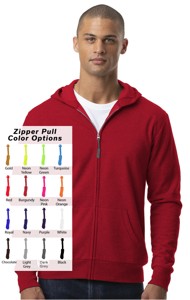 CUSTOM ZIPPER PULL ESSEX ZIP FRONT HOODIE RED SMALL SOLID