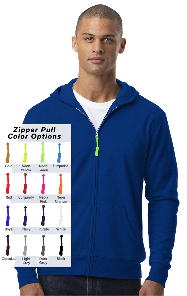 CUSTOM ZIPPER PULL ESSEX ZIP FRONT HOODIE ROYAL 2 EXTRA LARGE SOLID