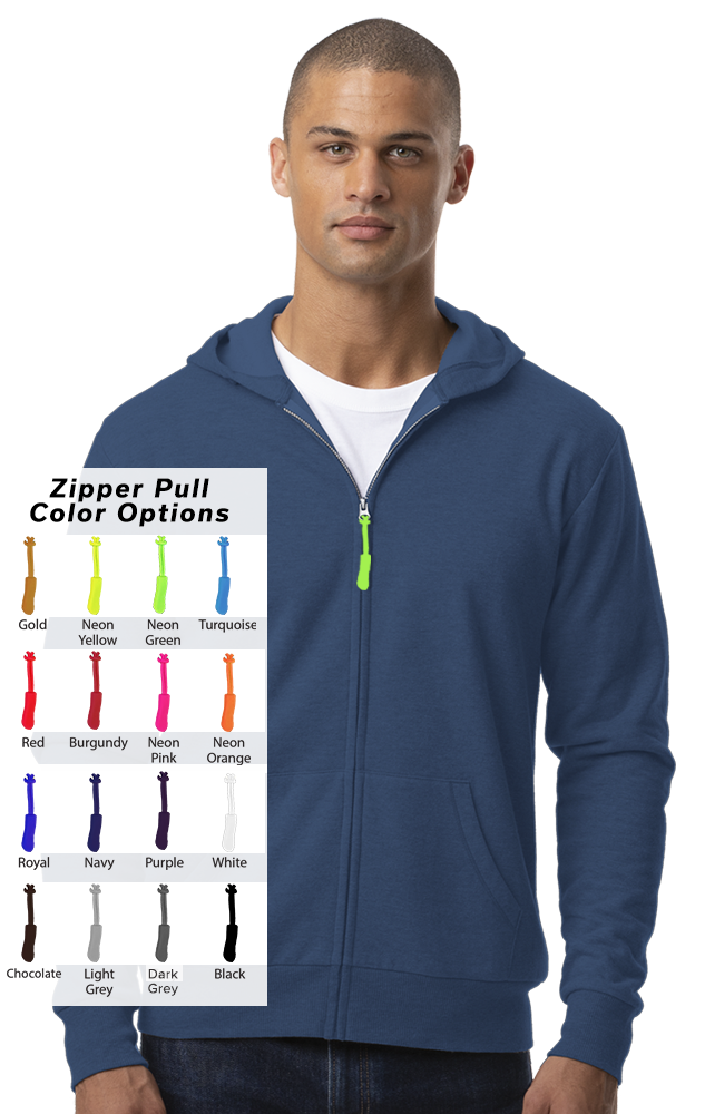 CUSTOM ZIPPER PULL ESSEX ZIP FRONT HOODIE SLATE 2 EXTRA LARGE SOLID