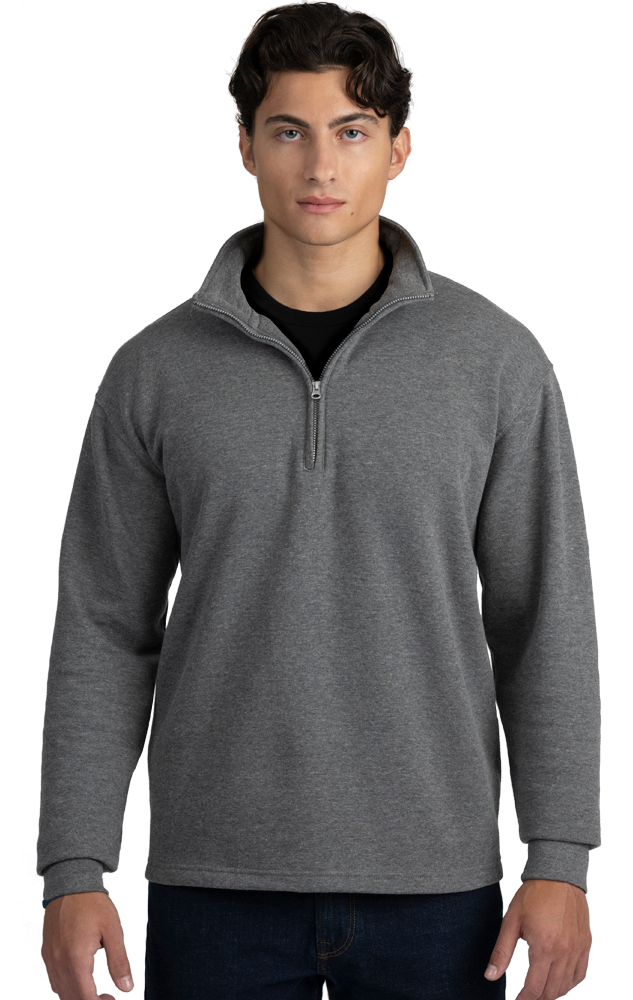 1/4 ZIP WESTPORT PULL OVER ESSENTIAL FLEECE DARK HEATHER GREY 2 EXTRA LARGE SOLID