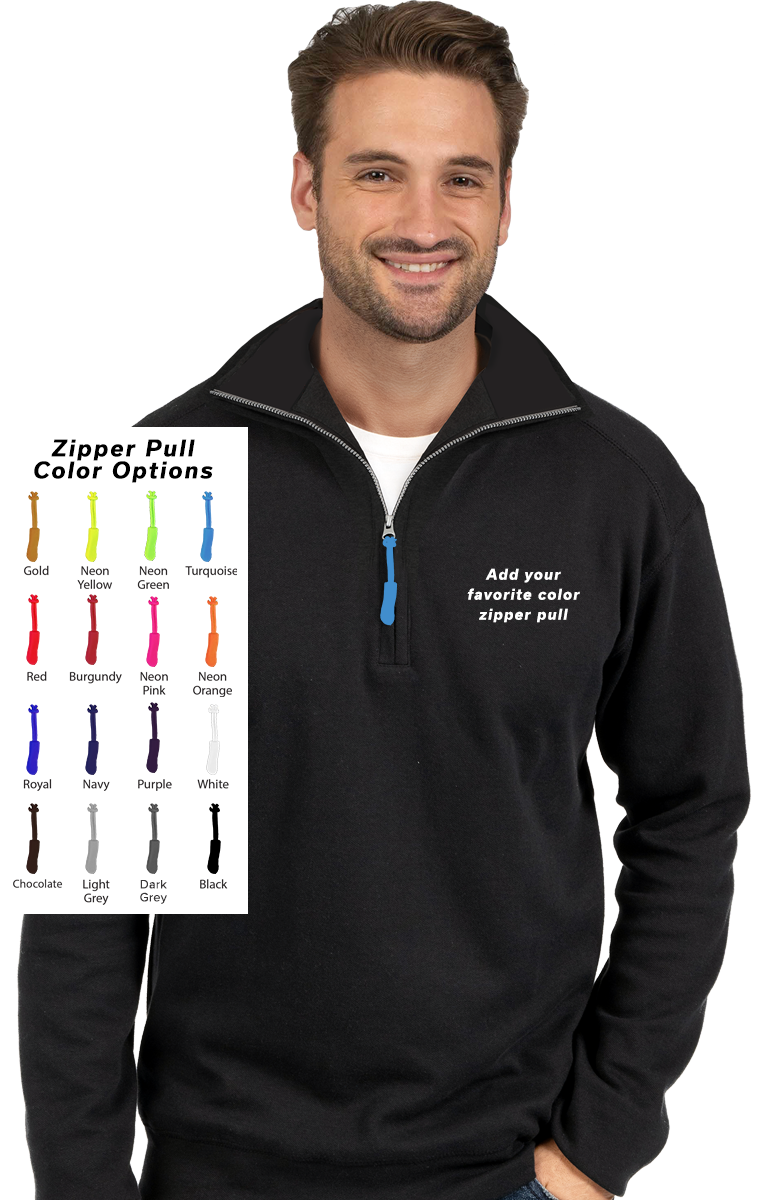 CUSTOM ZIPPER PULL 1/4 ZIP PULLOVER BLACK 2 EXTRA LARGE SOLID