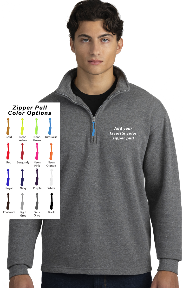 CUSTOM ZIPPER PULL 1/4 ZIP PULLOVER DARK HEATHER GREY MEDIUM SOLID