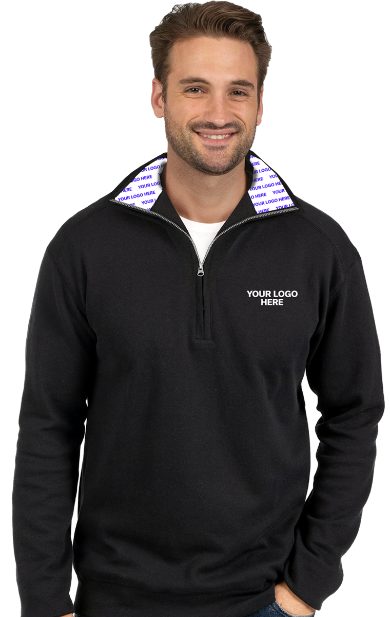 YOUR LOGO HERE 1/4 ZIP ESSENTIAL PULL OVER ESSENTIAL FLEECE BLACK 2 EXTRA LARGE SOLID