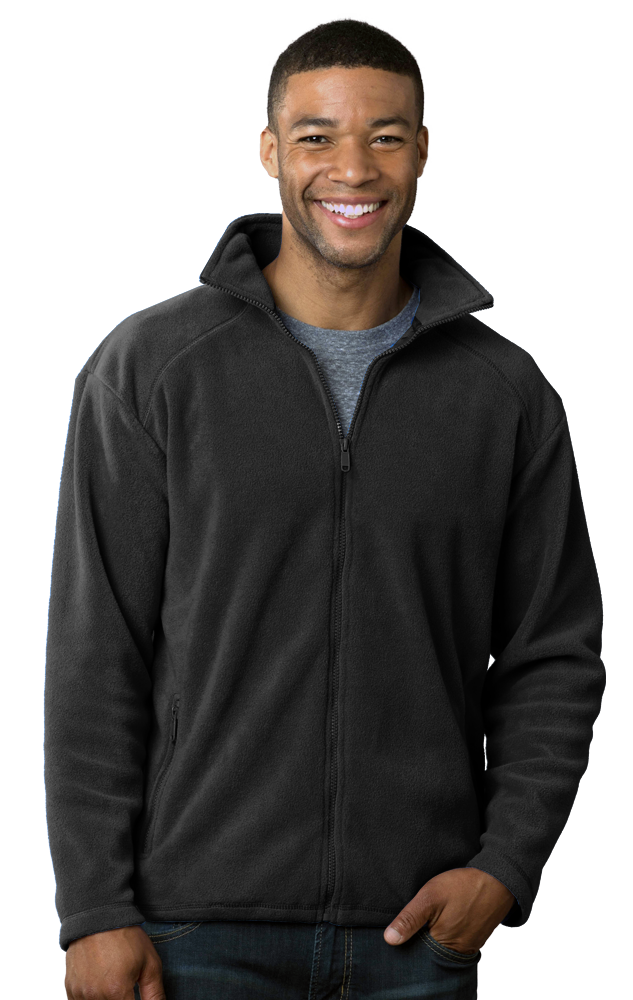 MENS POLAR FLEECE JACKET  -  BLACK SMALL SOLID