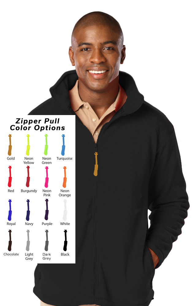 CUSTOM ZIPPER PULL POLAR FLEECE JACKET BLACK 2 EXTRA LARGE SOLID