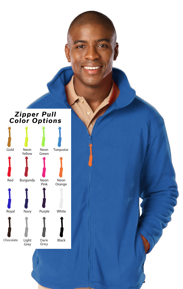 CUSTOM ZIPPER PULL POLAR FLEECE JACKET BLUE 2 EXTRA LARGE SOLID