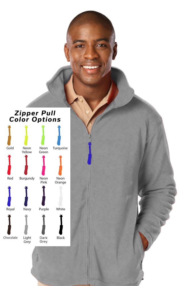 CUSTOM ZIPPER PULL POLAR FLEECE JACKET GREY 2 EXTRA LARGE SOLID