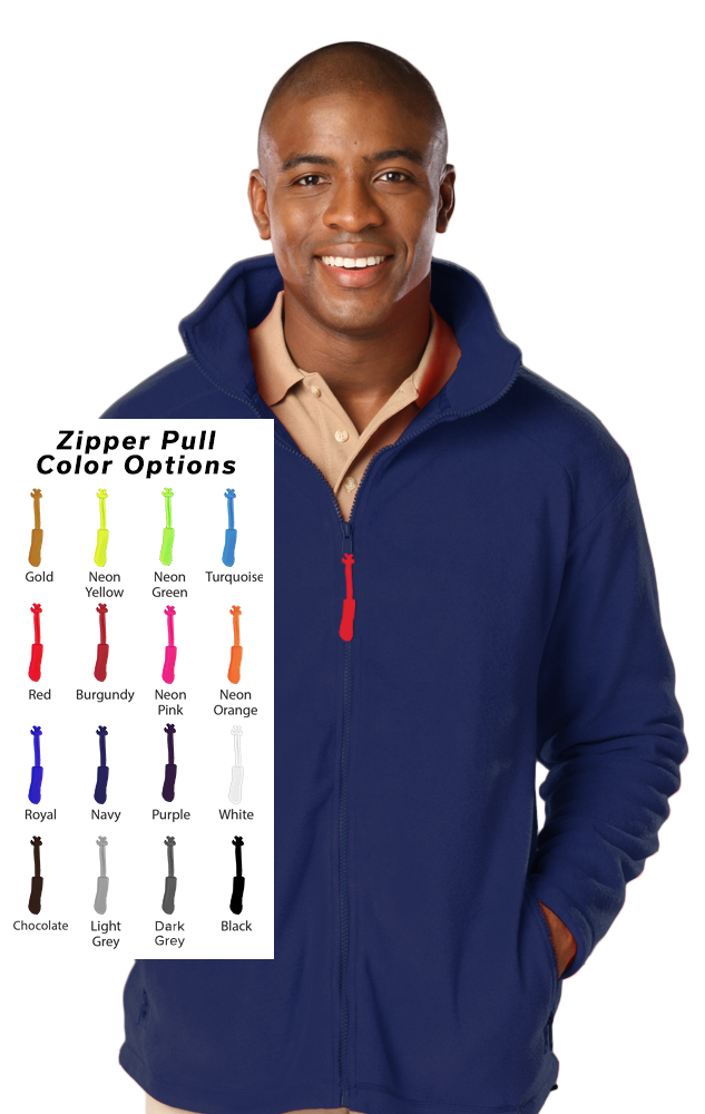 CUSTOM ZIPPER PULL POLAR FLEECE JACKET NAVY SMALL SOLID