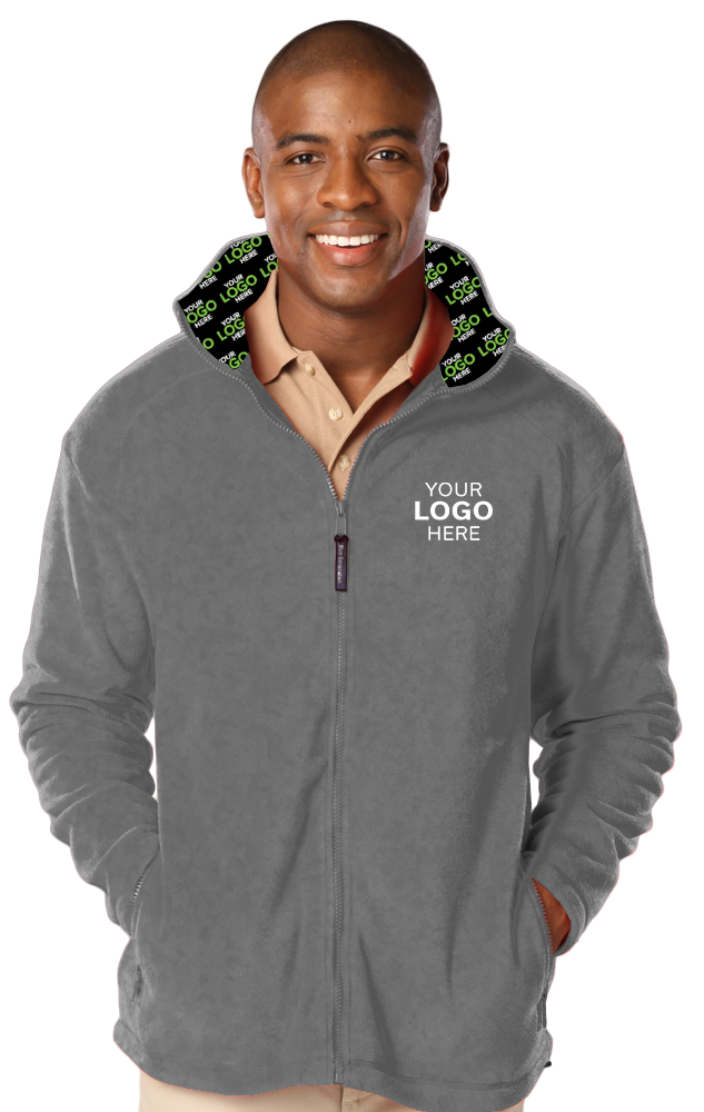 YOUR LOGO HERE MENS POLAR FLEECE JACKET GREY SMALL SOLID