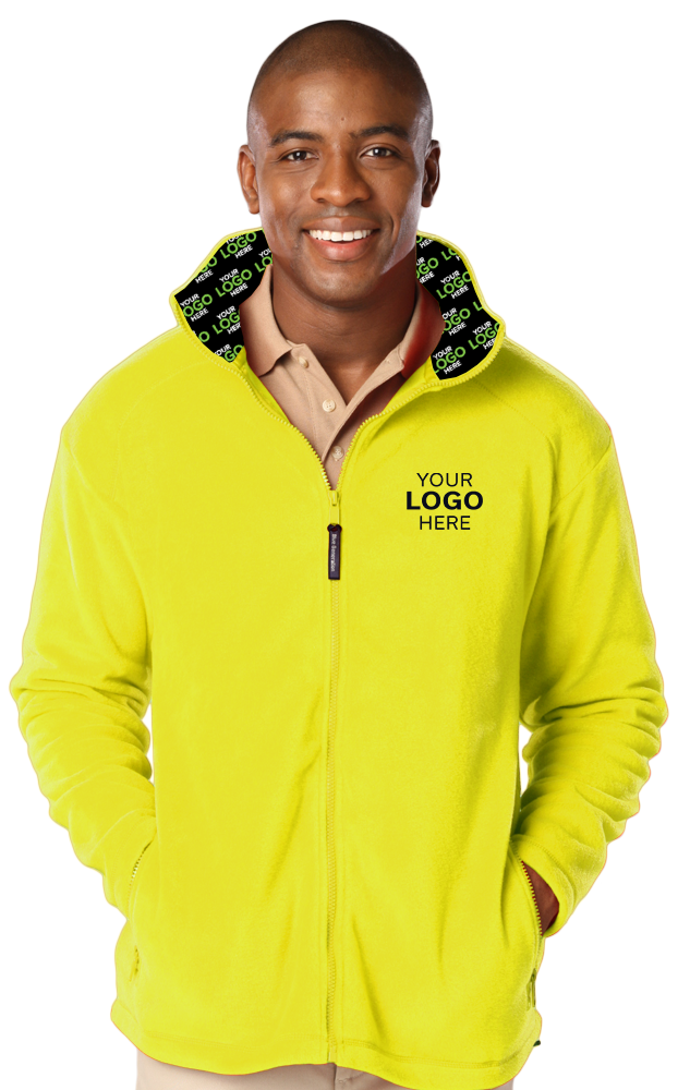 YOUR LOGO HERE MENS POLAR FLEECE JACKET YELLOW SMALL SOLID