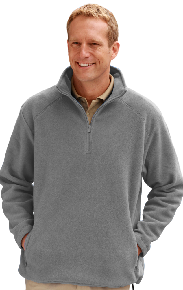 ADULT POLAR FLEECE L/S  1/2 ZIP PULLOVER  -  GREY EXTRA SMALL SOLID