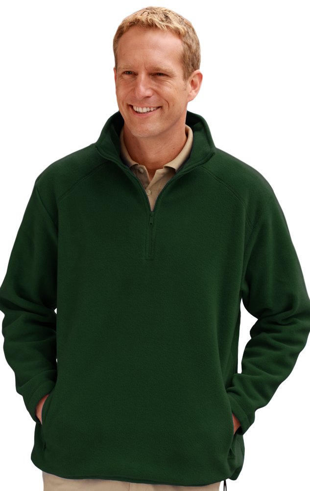 ADULT POLAR FLEECE L/S 1/2 ZIP PULLOVER -  HUNTER EXTRA SMALL SOLID