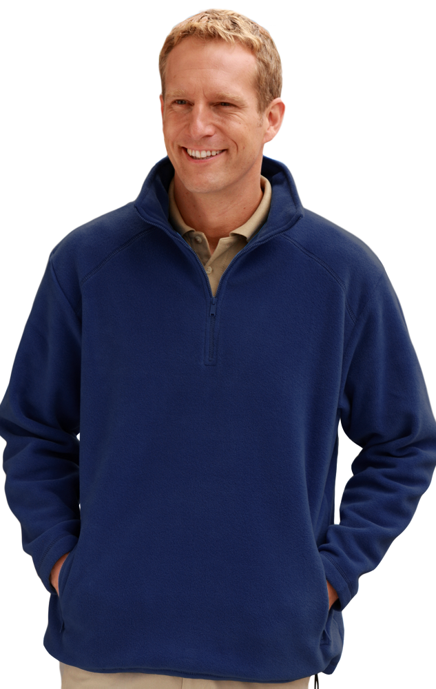 ADULT POLAR FLEECE L/S 1/2 ZIP PULLOVER -  NAVY EXTRA SMALL SOLID