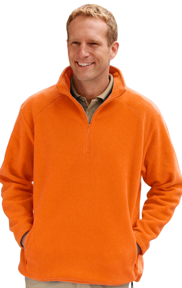 ADULT POLAR FLEECE L/S 1/2 ZIP PULLOVER -  ORANGE EXTRA SMALL SOLID