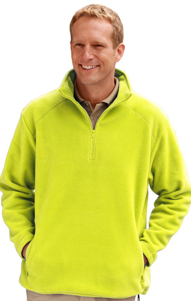 ADULT POLAR FLEECE L/S 1/2 ZIP PULLOVER - YELLOW EXTRA SMALL SOLID