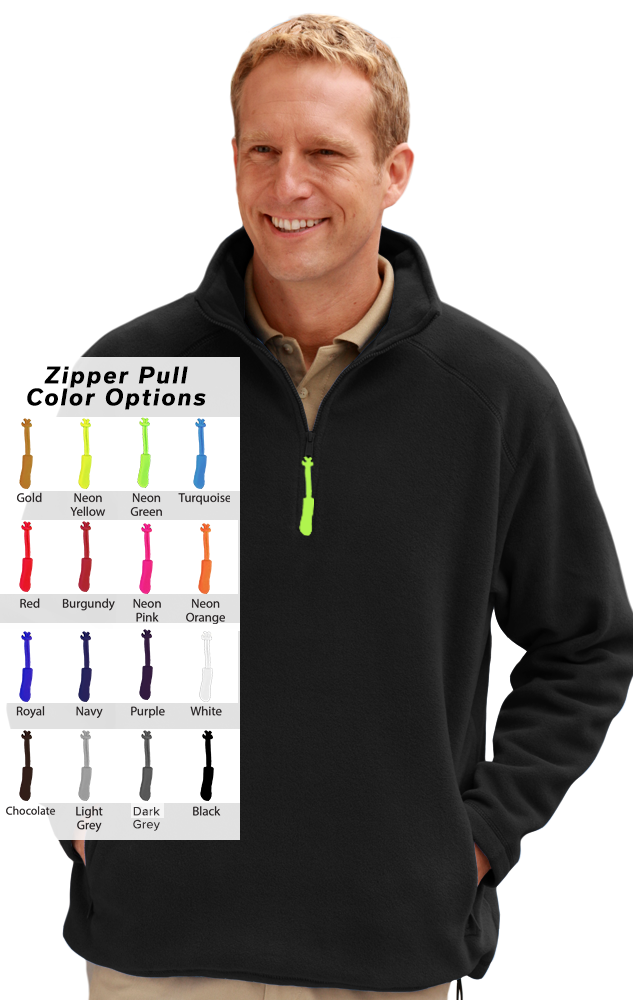 CUSTOM ZIPPER PULL POLAR FLEECE  L/S 1/2 ZIP PULLOVER BLACK 2 EXTRA LARGE SOLID