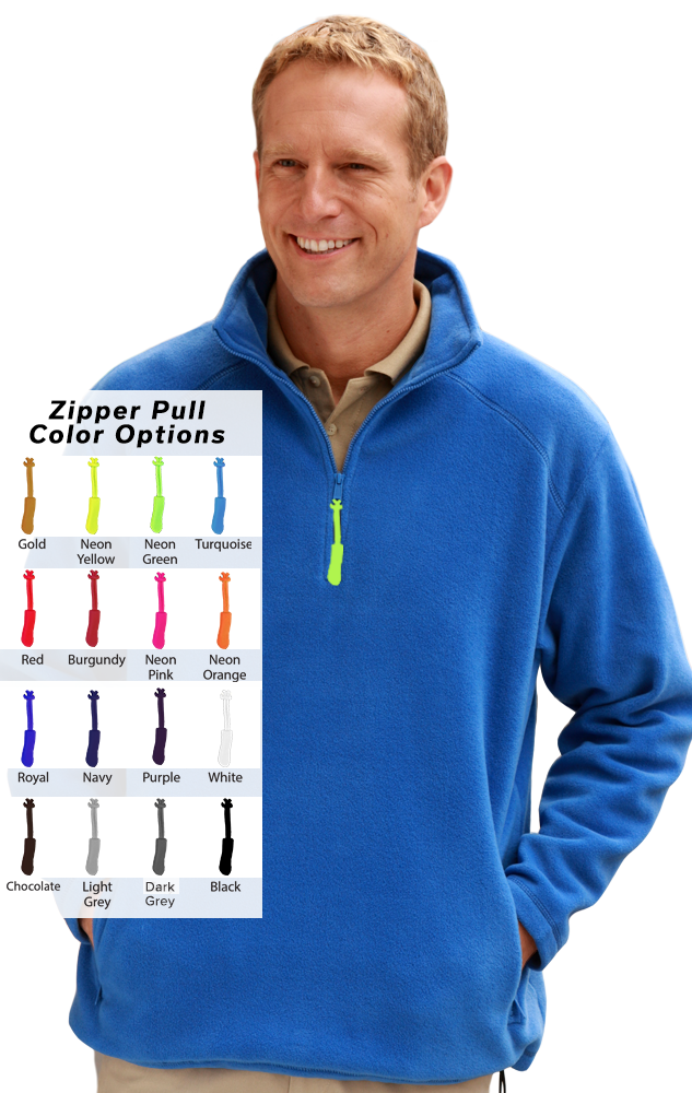 CUSTOM ZIPPER PULL POLAR FLEECE  L/S 1/2 ZIP PULLOVER BLUE 2 EXTRA LARGE SOLID