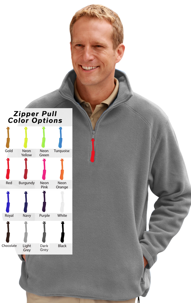 CUSTOM ZIPPER PULL POLAR FLEECE  L/S 1/2 ZIP PULLOVER GREY 2 EXTRA LARGE SOLID