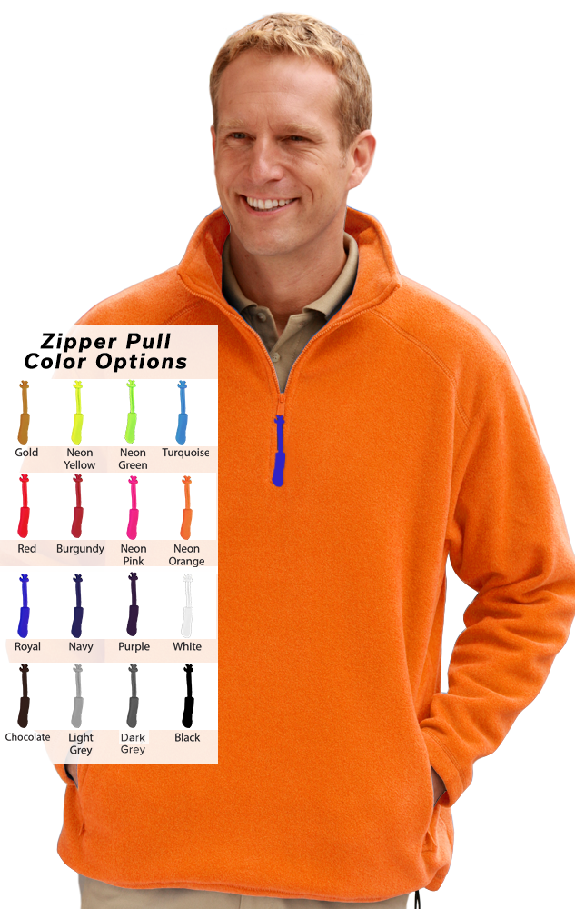 CUSTOM ZIPPER PULL POLAR FLEECE  L/S 1/2 ZIP PULLOVER ORANGE 2 EXTRA LARGE SOLID