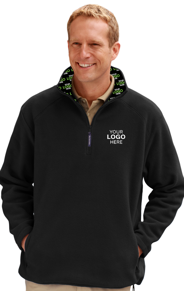 YOUR LOGO HERE ADULT POLAR FLEECE  L/S 1/2 ZIP PULLOVER BLACK SMALL SOLID