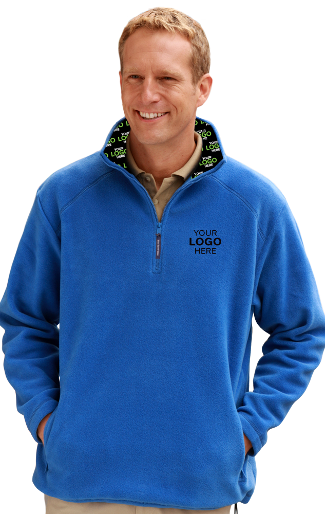 YOUR LOGO HERE ADULT POLAR FLEECE  L/S 1/2 ZIP PULLOVER BLUE SMALL SOLID