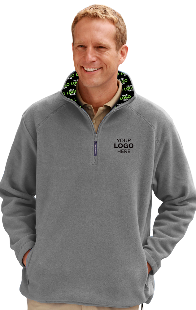 YOUR LOGO HERE ADULT POLAR FLEECE  L/S 1/2 ZIP PULLOVER GREY SMALL SOLID