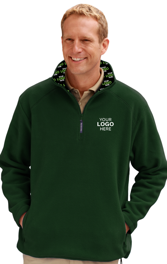 YOUR LOGO HERE ADULT POLAR FLEECE  L/S 1/2 ZIP PULLOVER HUNTER SMALL SOLID