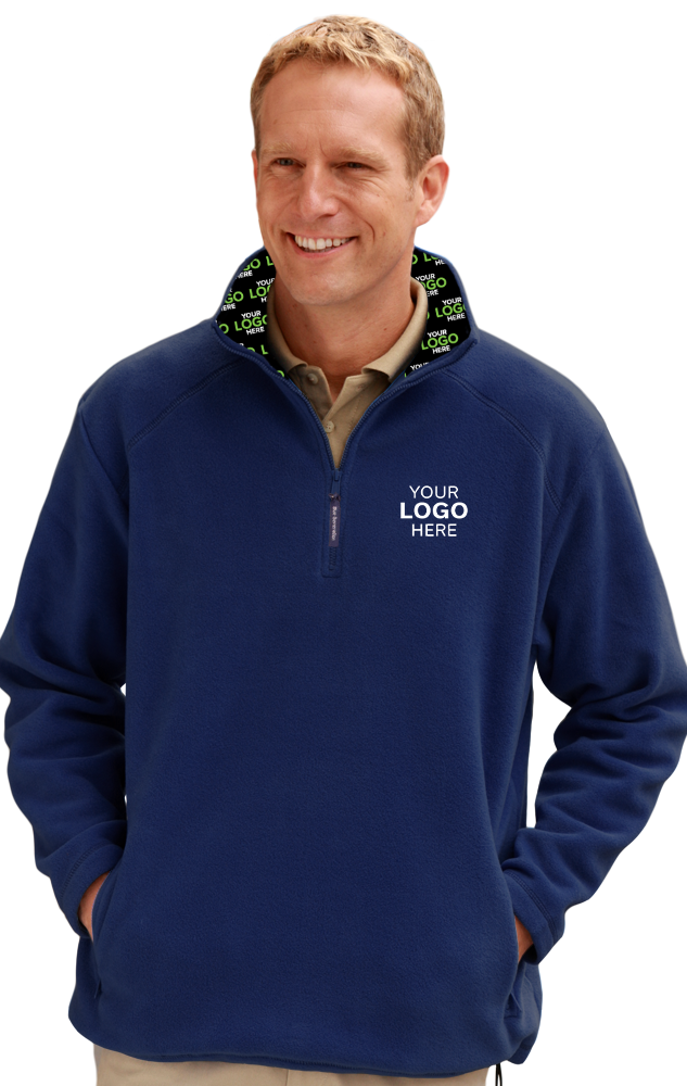 YOUR LOGO HERE ADULT POLAR FLEECE  L/S 1/2 ZIP PULLOVER NAVY SMALL SOLID