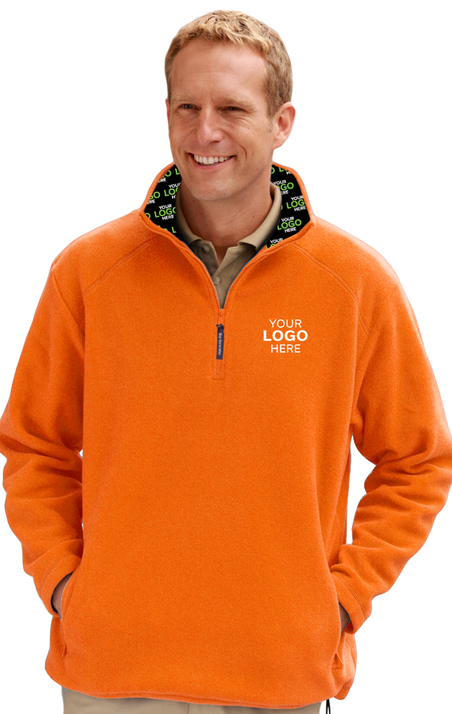 YOUR LOGO HERE ADULT POLAR FLEECE  L/S 1/2 ZIP PULLOVER ORANGE SMALL SOLID