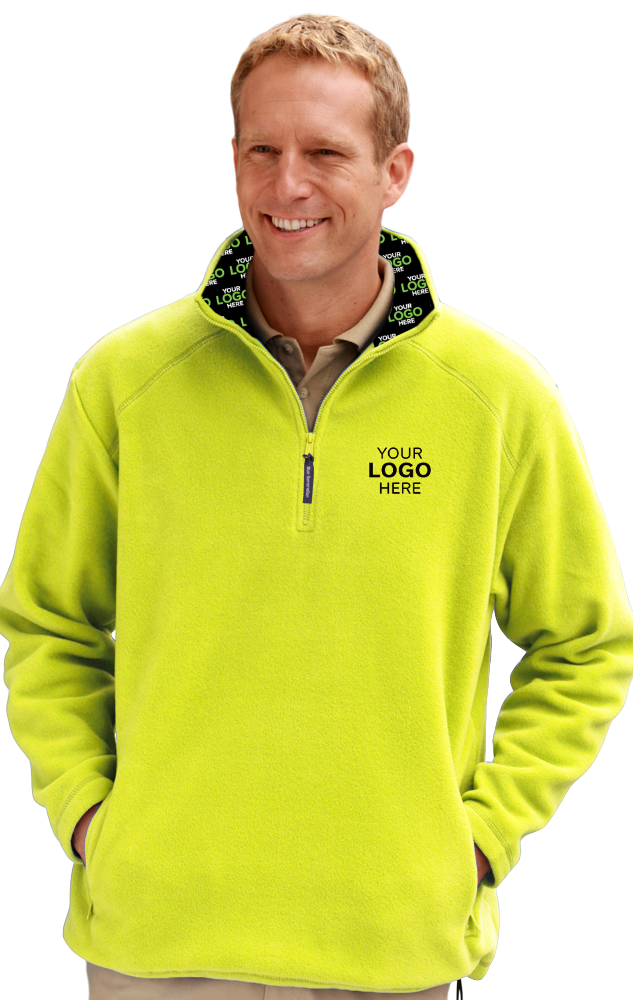 YOUR LOGO HERE ADULT POLAR FLEECE  L/S 1/2 ZIP PULLOVER YELLOW SMALL SOLID