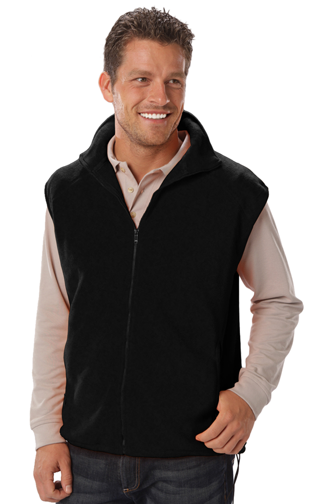 ADULT POLAR FLEECE SLEEVELESS VEST  -  BLACK 2 EXTRA LARGE SOLID