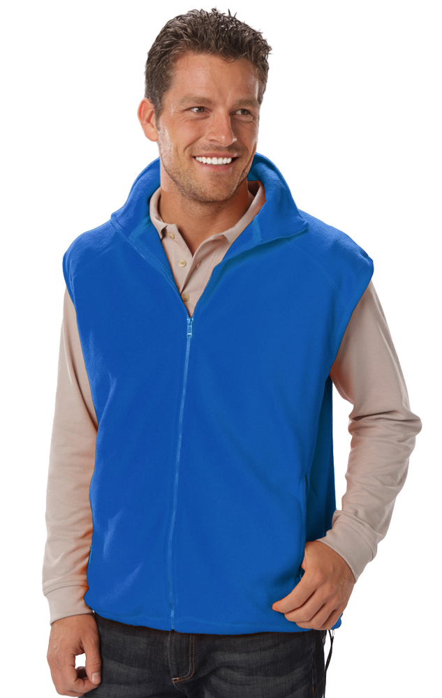 ADULT POLAR FLEECE SLEEVELESS VEST  -  BLUE 6 EXTRA LARGE SOLID