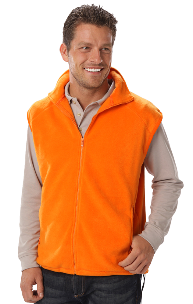 ADULT POLAR FLEECE SLEEVELESS VEST CO - ORANGE 2 EXTRA LARGE SOLID