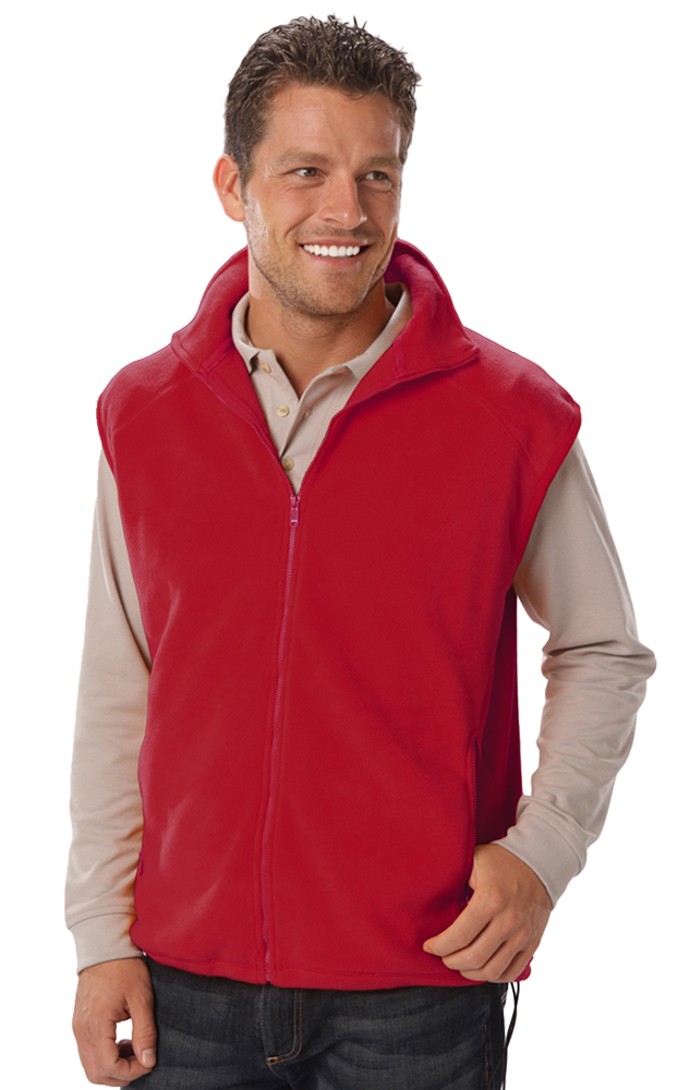 ADULT POLAR FLEECE SLEEVELESS VEST  -  RED 2 EXTRA LARGE SOLID