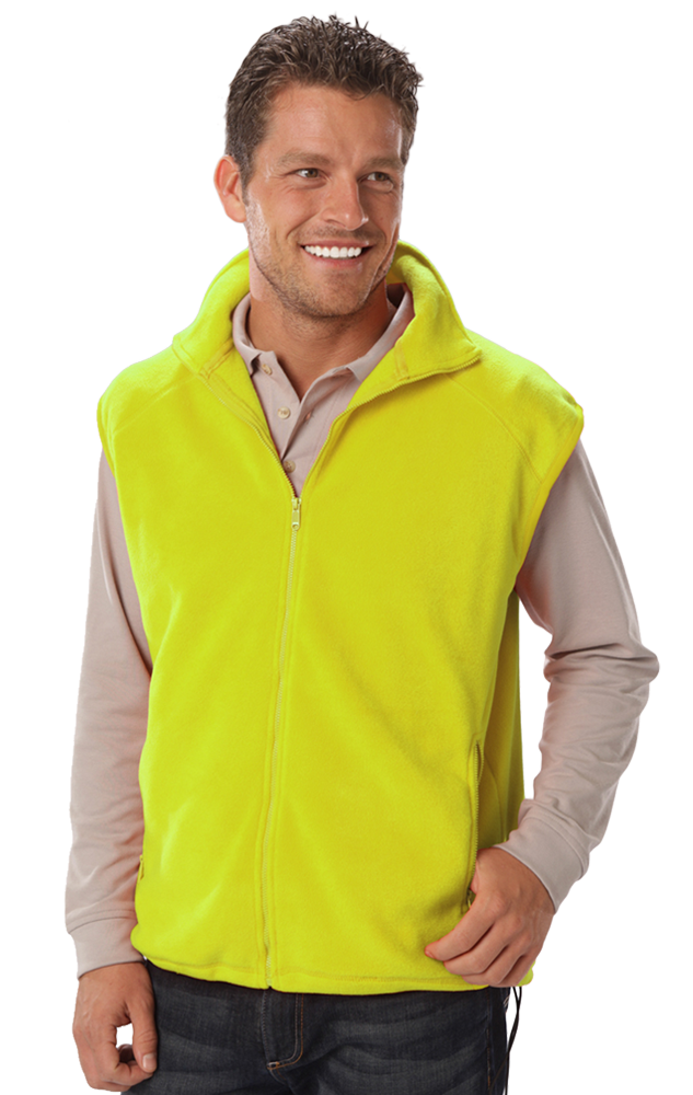 ADULT POLAR FLEECE SLEEVELESS VEST  -  YELLOW 2 EXTRA LARGE SOLID