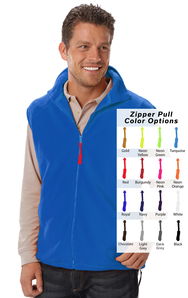 CUSTOM ZIPPER PULL VEST BLUE 2 EXTRA LARGE SOLID