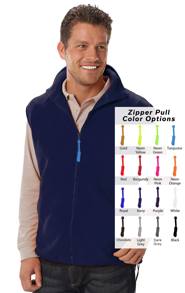 CUSTOM ZIPPER PULL VEST NAVY 2 EXTRA LARGE SOLID