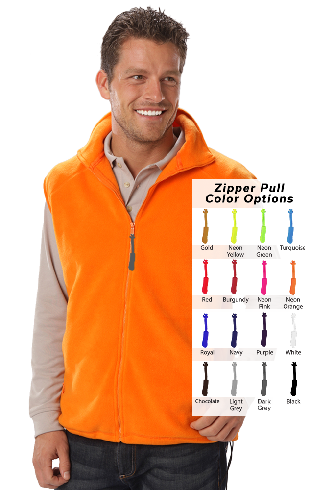 CUSTOM ZIPPER PULL VEST ORANGE 2 EXTRA LARGE SOLID