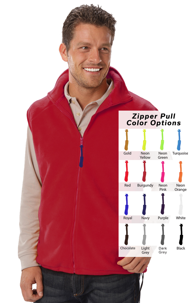 CUSTOM ZIPPER PULL VEST RED 2 EXTRA LARGE SOLID